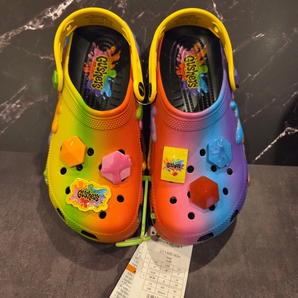 CROCS Other - Crocs Gushers Classic Clog Kid J6 Rainbow Multi Color Fruit Snacks Kidcore Retro